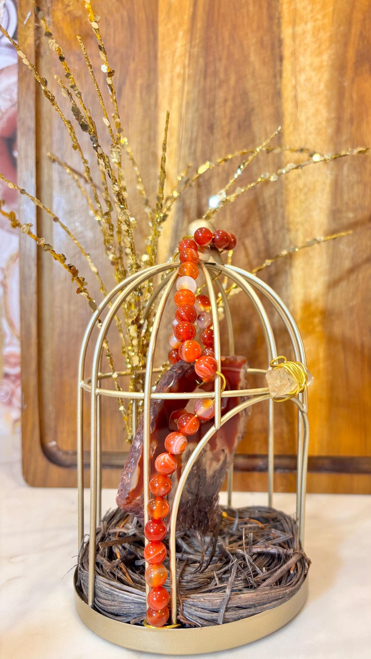 Carnelian Bird in a Golden Cage