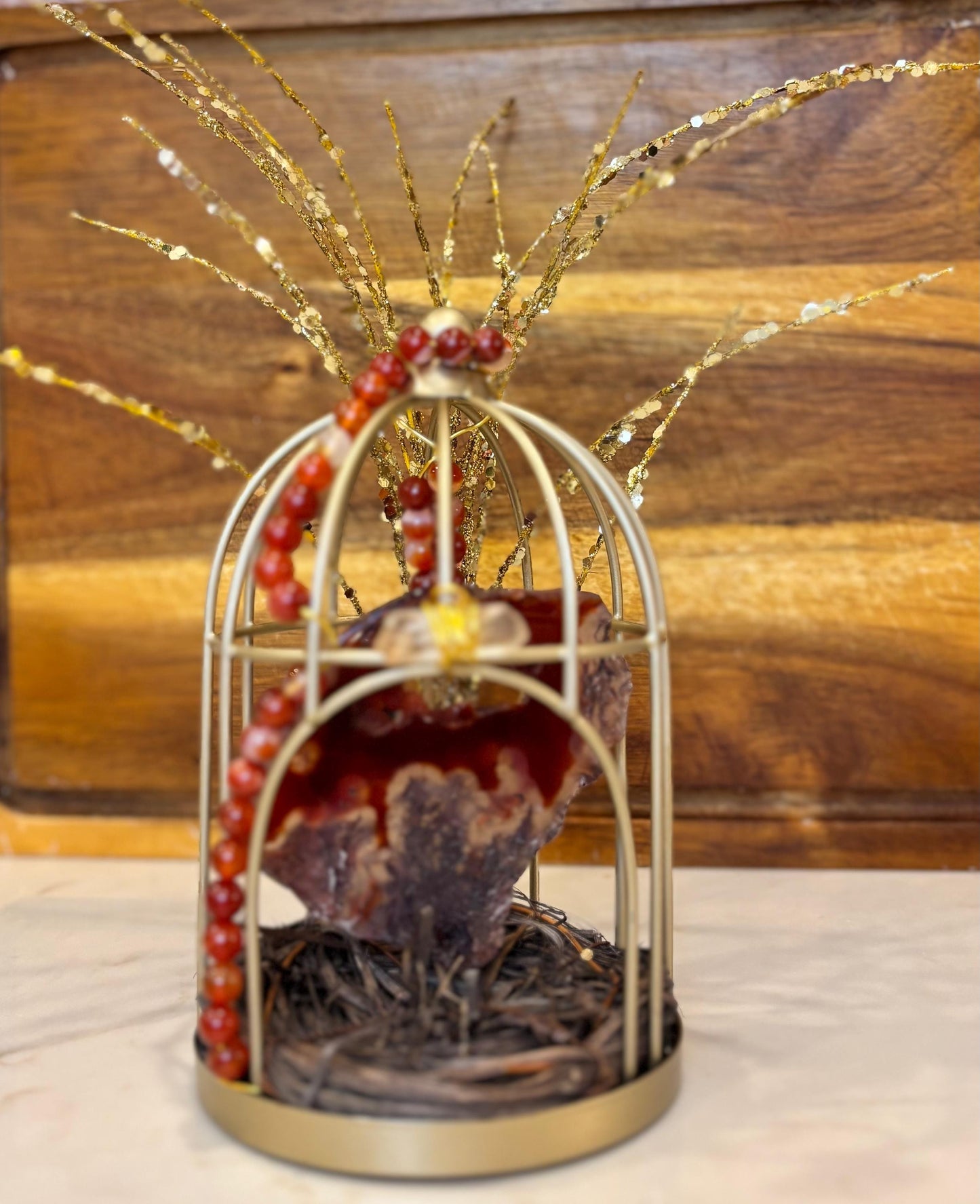 Carnelian Bird in a Golden Cage
