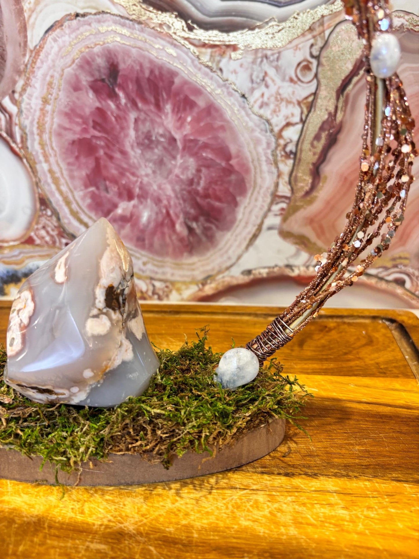 Pink Flower Flame inside a Moonstone Forest