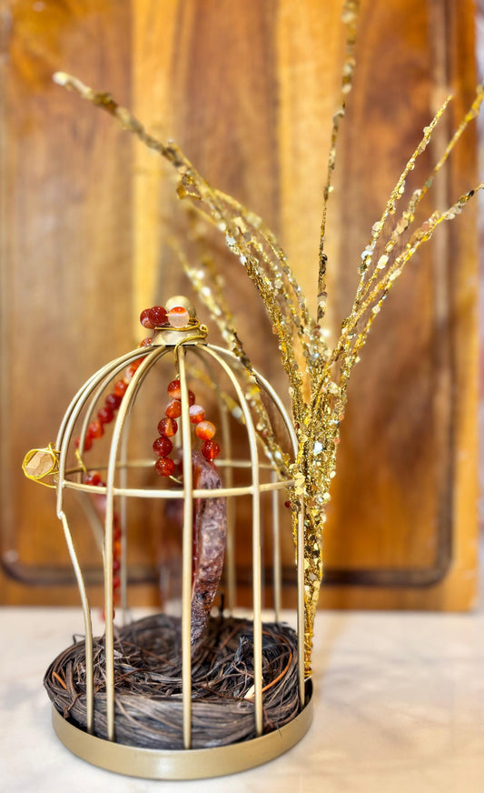 Carnelian Bird in a Golden Cage