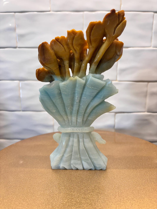 Amazonite Flower Carving
