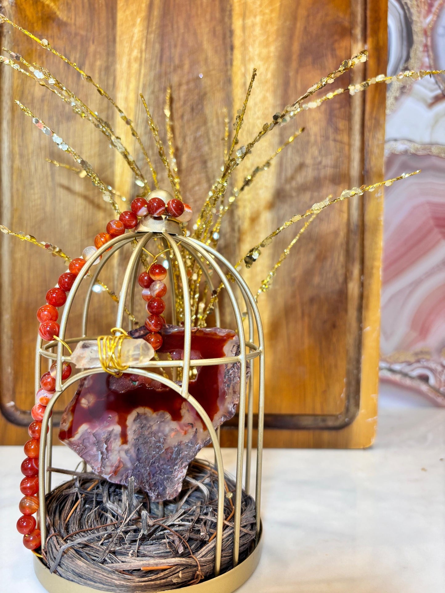 Carnelian Bird in a Golden Cage